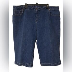 Vintage 90s Bill Blass Capri Jeans Womens 24W Blue Denim Stretch Retro Y2K Comfy